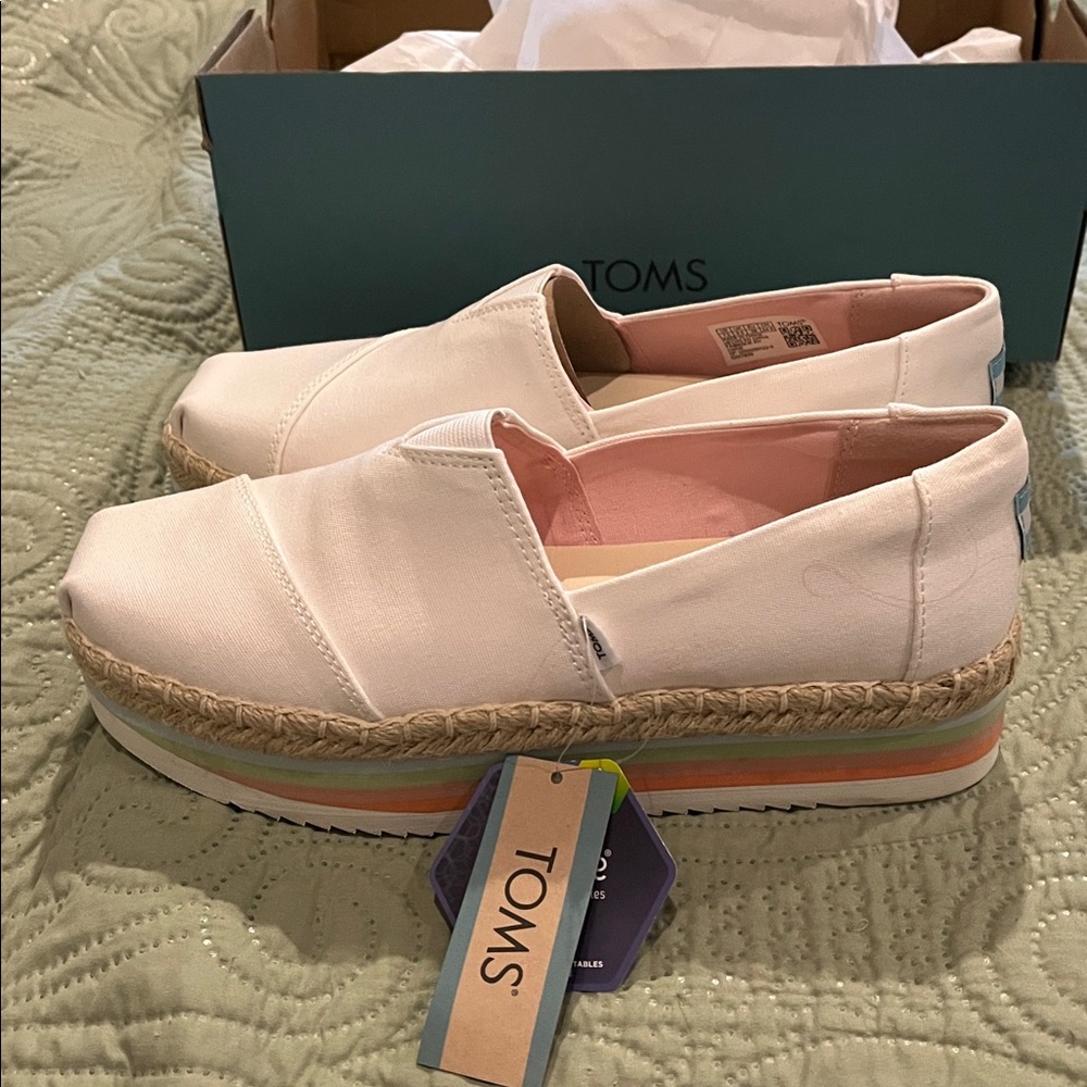 TOMS Classic White Canvas Slip-Ons